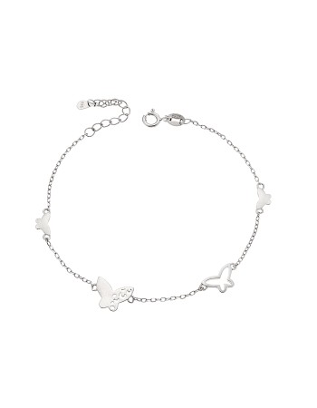 Βραχιόλι Senza ασήμι 925, τετραπλή πεταλούδα - SSR3306SR