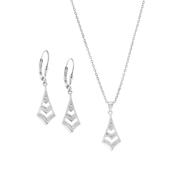 Σετ Γυναικείο Senza Μενταγιόν με Σκουλαρίκια από ασήμι 925, με λευκές πέτρες - SSR3311SR