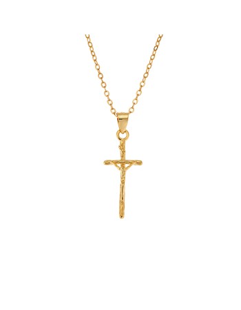 Μοτίφ Senza από επιχρυσωμένο ασήμι 925, σταυρός με τον Εσταυρωμένο - SSR3357GD