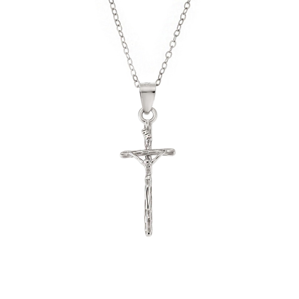 Μοτίφ Senza από ασήμι 925, σταυρός με τον Εσταυρωμένο - SSR3357SR