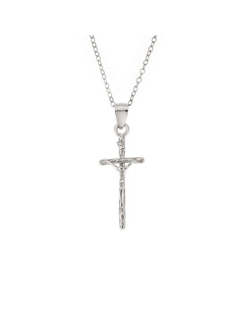 Μοτίφ Senza από ασήμι 925, σταυρός με τον Εσταυρωμένο - SSR3357SR