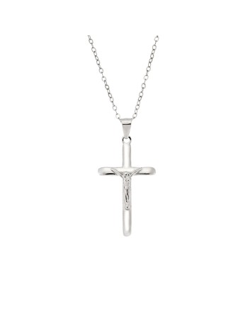 Μοτίφ Senza από ασήμι 925, σταυρός με τον Εσταυρωμένο - SSR3358SR