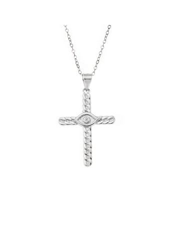 Μοτίφ Senza από ασήμι 925, σταυρός με μάτι - SSR3360SR