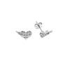 Σκουλαρίκια Senza ασήμι 925, καρδιά με λευκά ζιργκόν & φτερό - SSR3411SR