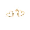 Σκουλαρίκια Senza επιχρυσωμένο ασήμι 925, κρεμαστή καρδιά με λευκά ζιργκόν - SSR3428GD