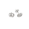 Σκουλαρίκια Senza ασήμι 925, μηλαράκι με λευκά ζιργκόν - SSR3505SR