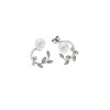 Σκουλαρίκια Senza ασήμι 925, κλαδάκι με λευκά ζιργκόν και πέρλα - SSR3521SR