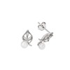 Σκουλαρίκια Senza ασήμι 925, φυλλαράκι με λευκά ζιργκόν και πέρλα - SSR3524SR