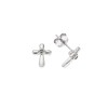Σκουλαρίκια Senza ασήμι 925, σταυρός με λευκά ζιργκόν - SSR3541SR
