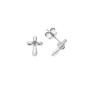 Σκουλαρίκια Senza ασήμι 925, σταυρός με λευκά ζιργκόν - SSR3541SR