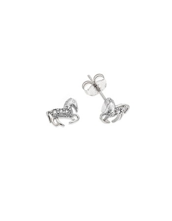 Σκουλαρίκια Senza ασήμι 925, αλογάκι με λευκά ζιργκόν - SSR3550SR