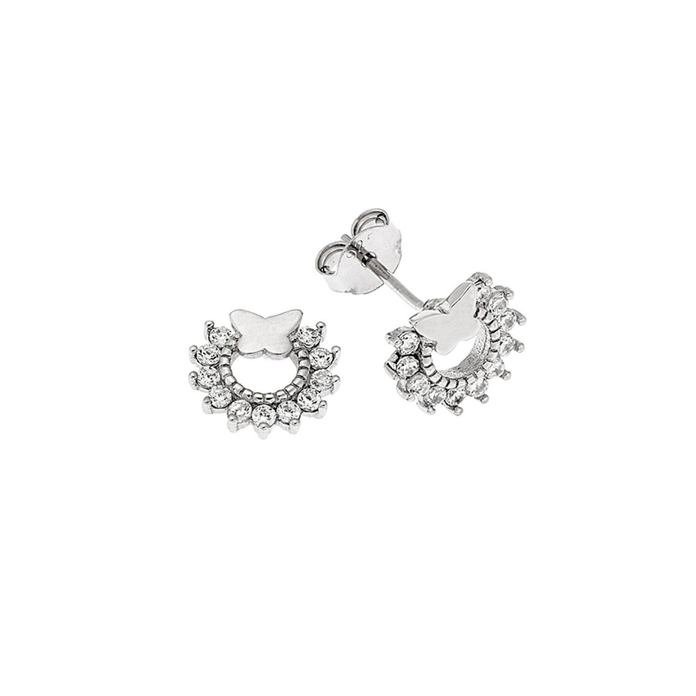 Σκουλαρίκια Senza ασήμι 925, πεταλούδα με λευκά ζιργκόν - SSR3566SR