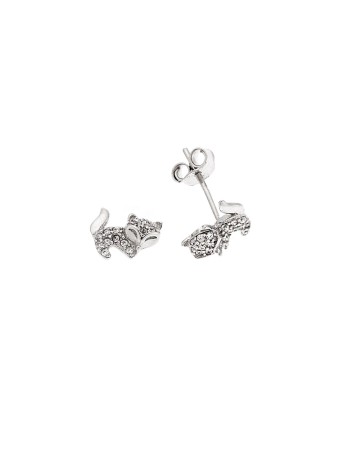 Σκουλαρίκια Senza ασήμι 925, αλεπού με λευκά ζιργκόν - SSR3586SR