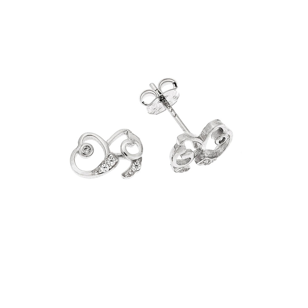 Σκουλαρίκια Senza ασήμι 925, σκυλάκι με λευκά ζιργκόν - SSR3587SR