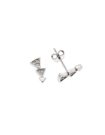 Σκουλαρίκια Senza ασήμι 925, τριγωνάκια με λευκά ζιργκόν - SSR3597SR