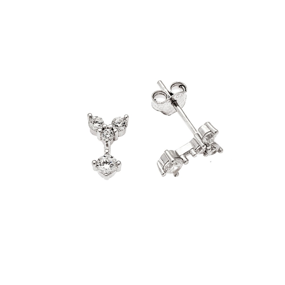 Σκουλαρίκια Senza ασήμι 925, βέλος με λευκά ζιργκόν - SSR3619SR