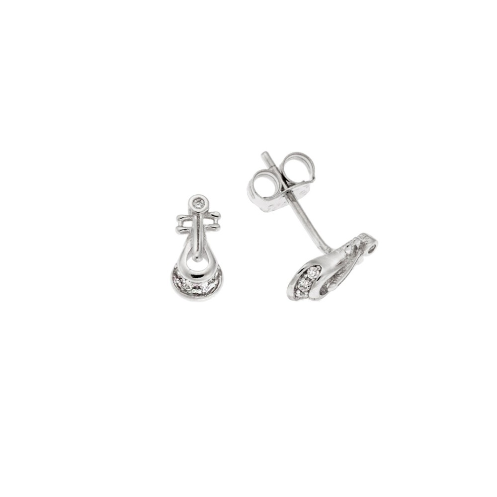 Σκουλαρίκια Senza ασήμι 925, βιολί με λευκά ζιργκόν - SSR3635SR