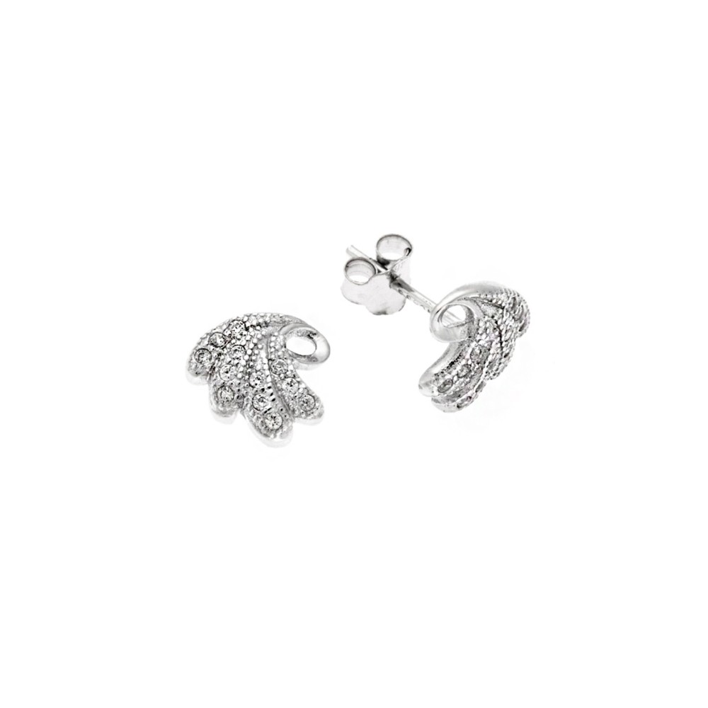 Σκουλαρίκια Senza ασήμι 925, φτερά με λευκά ζιργκόν - SSR3636SR