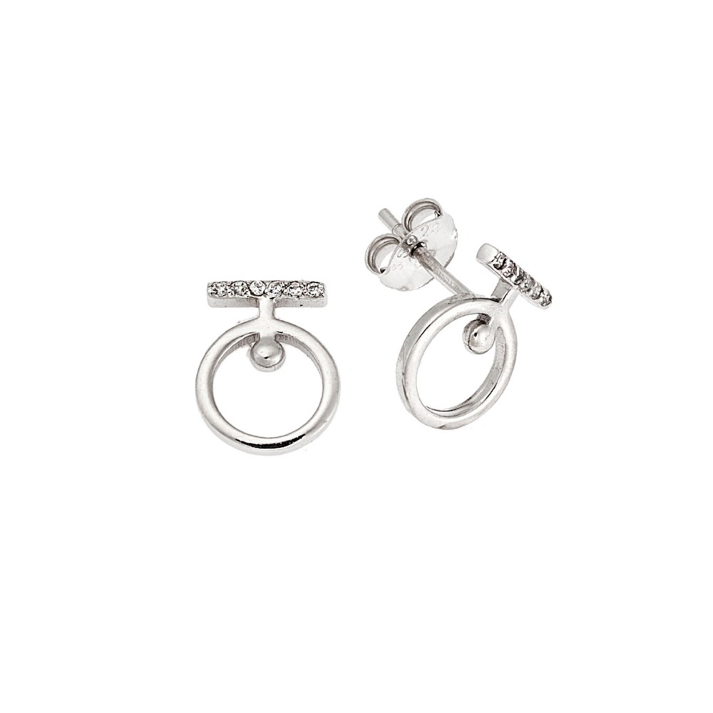 Σκουλαρίκια Senza ασήμι 925, με λευκά ζιργκόν - SSR3638SR