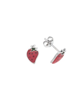 Σκουλαρίκια Senza ασήμι 925, με φράουλες - SSR3642SR
