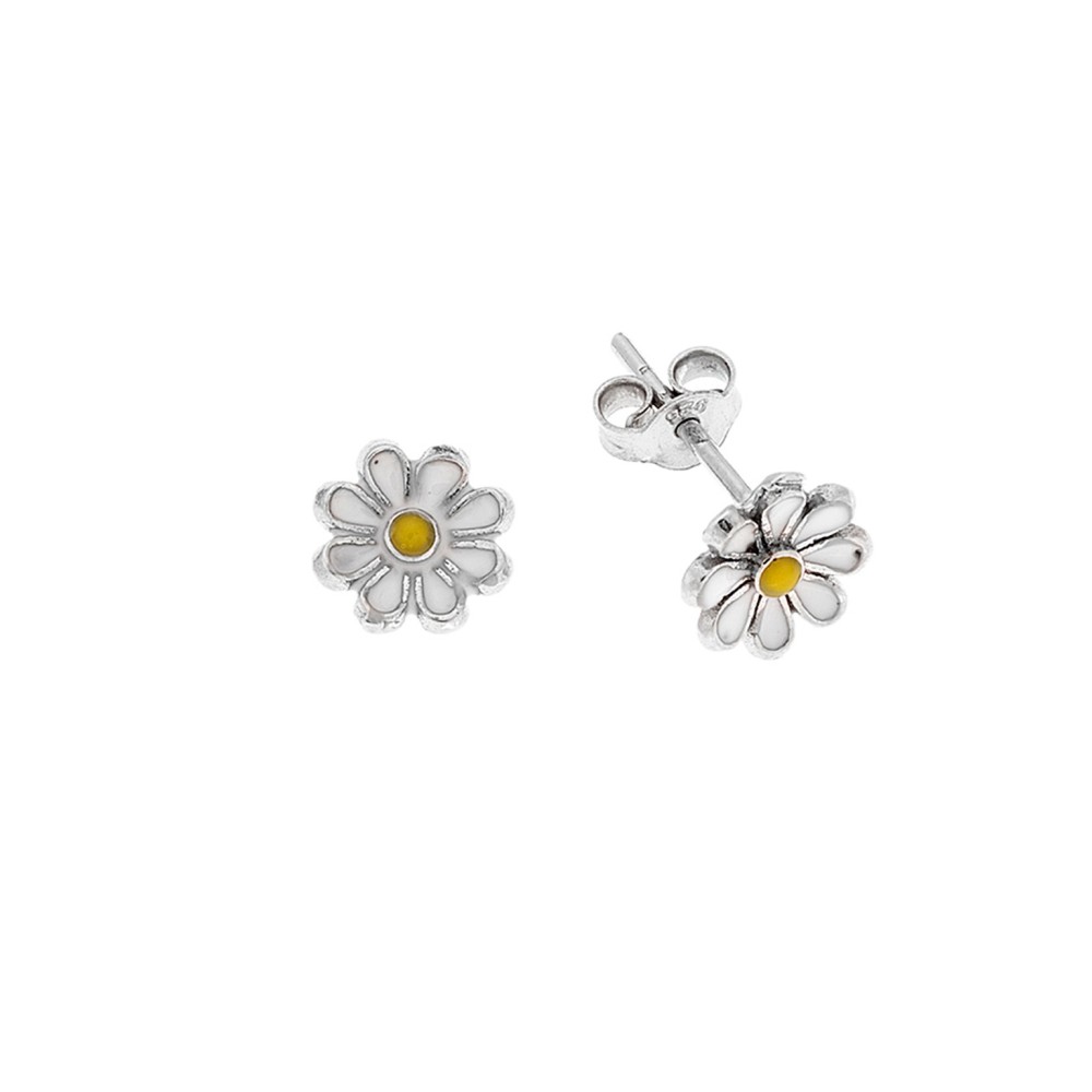 Σκουλαρίκια Senza από ασήμι 925, με μαργαρίτες - SSR3643SR