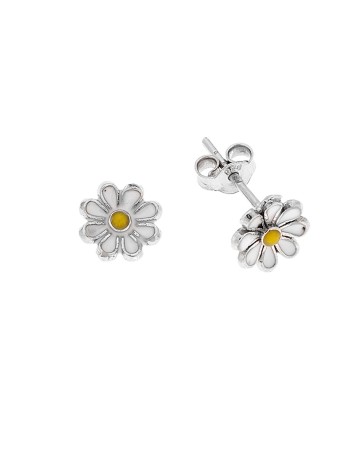 Σκουλαρίκια Senza από ασήμι 925, με μαργαρίτες - SSR3643SR