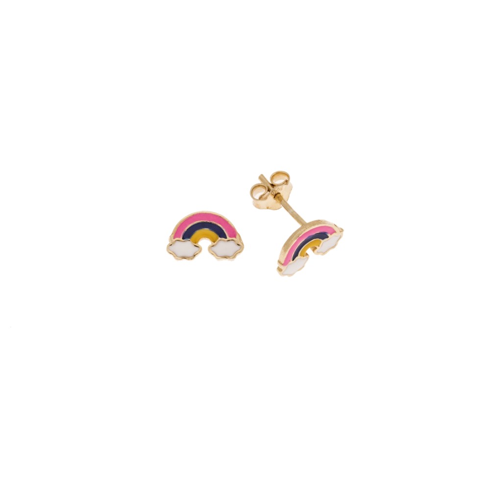 Σκουλαρίκια Senza από επιχρυσωμένο ασήμι 925, με ουράνιο τόξο - SSR3645GD