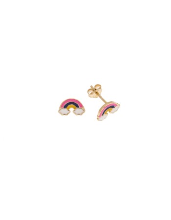 Σκουλαρίκια Senza από επιχρυσωμένο ασήμι 925, με ουράνιο τόξο - SSR3645GD