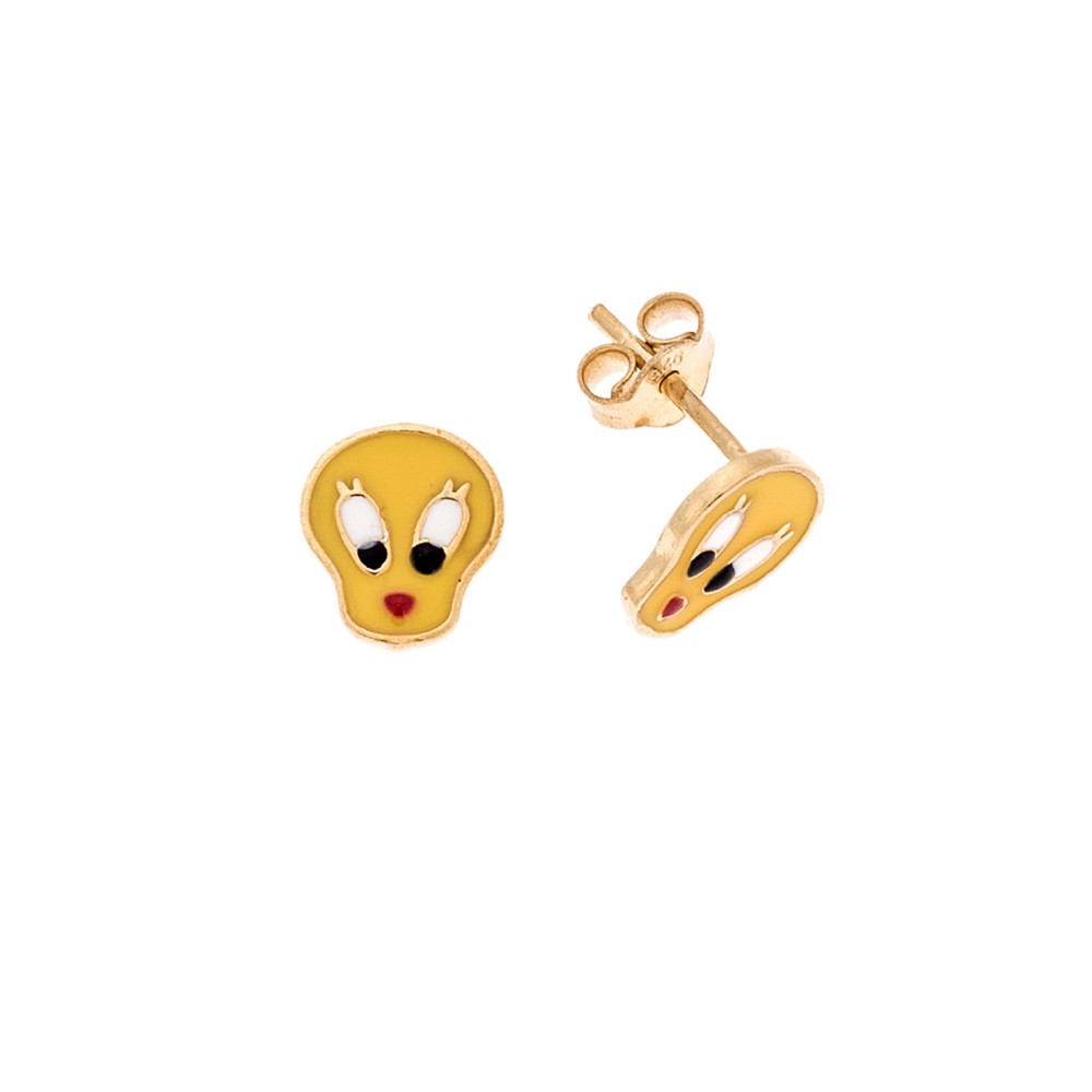Σκουλαρίκια Senza από επιχρυσωμένο ασήμι 925, με Tweety - SSR3653GD