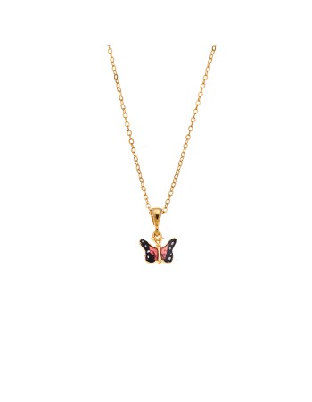 Μενταγιόν Senza από επιχρυσωμένο ασήμι 925, με ροζ πεταλούδα - SSR3657GPK