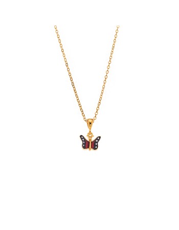 Μενταγιόν Senza από επιχρυσωμένο ασήμι 925, με κόκκινη πεταλούδα - SSR3657GRD