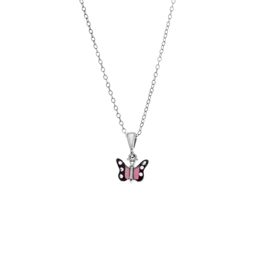 Μενταγιόν Senza από ασήμι 925, με ροζ πεταλούδα - SSR3657SPK