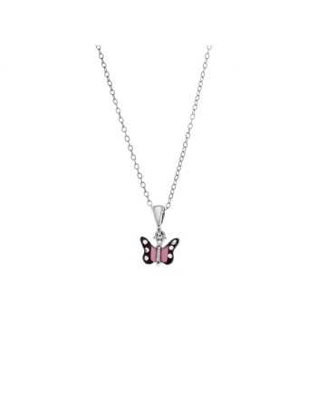Μενταγιόν Senza από ασήμι 925, με ροζ πεταλούδα - SSR3657SPK