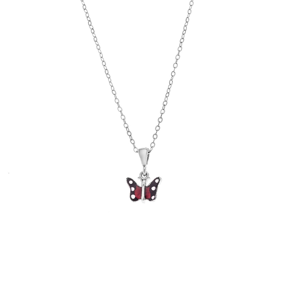 Μενταγιόν Senza από ασήμι 925, με κόκκινη πεταλούδα - SSR3657SRD