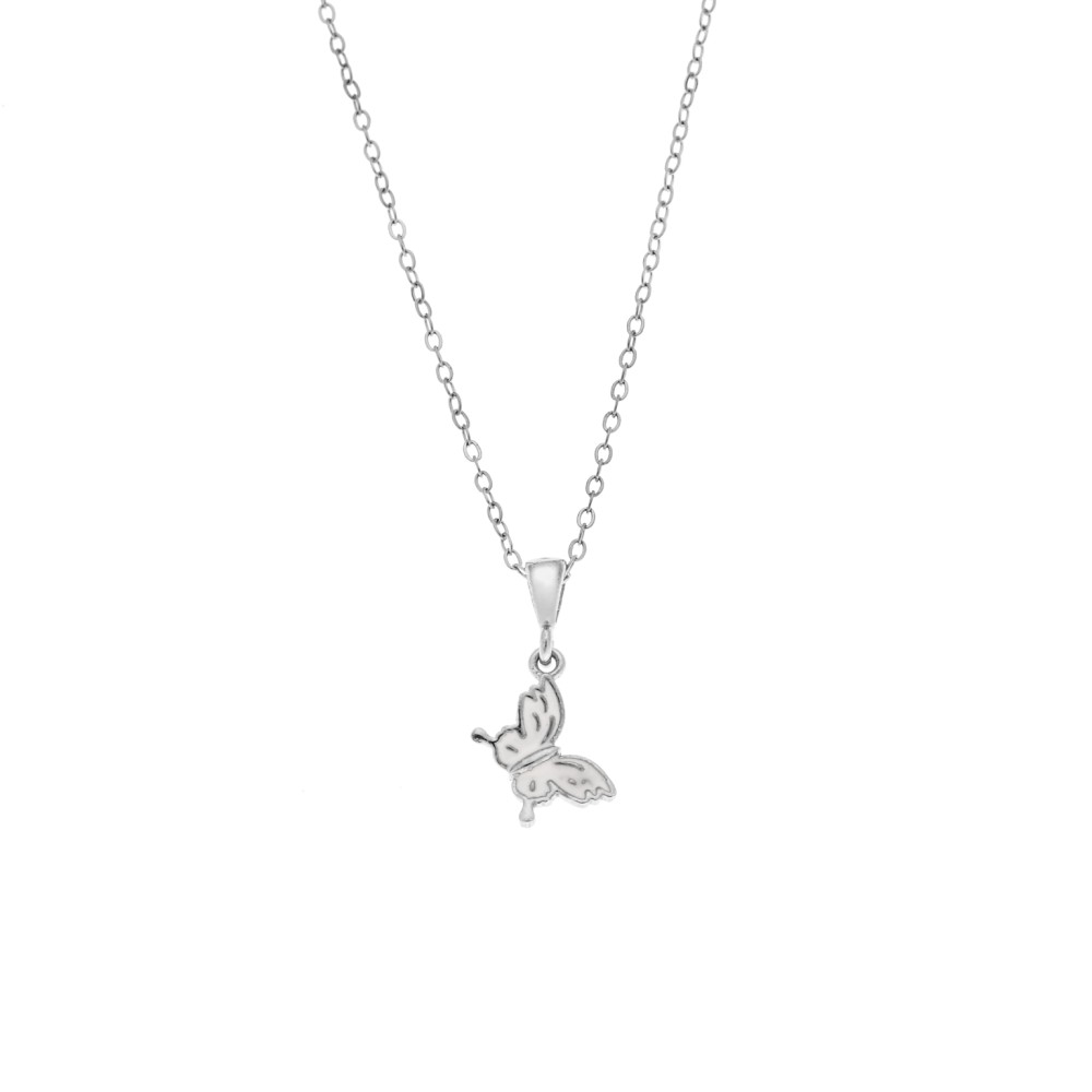 Μενταγιόν Senza από ασήμι 925, με λευκή πεταλούδα - SSR3659SR