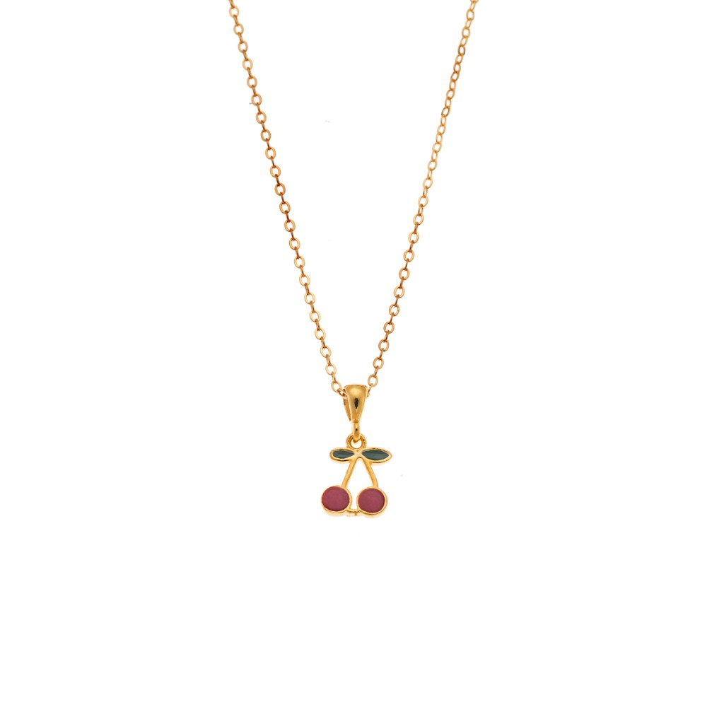 Μενταγιόν Senza από επιχρυσωμένο ασήμι 925, με κερασάκια - SSR3661GD