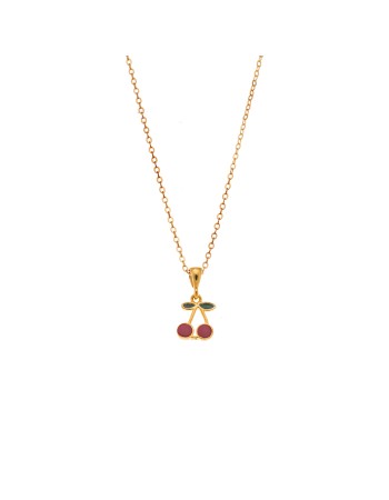 Μενταγιόν Senza από επιχρυσωμένο ασήμι 925, με κερασάκια - SSR3661GD