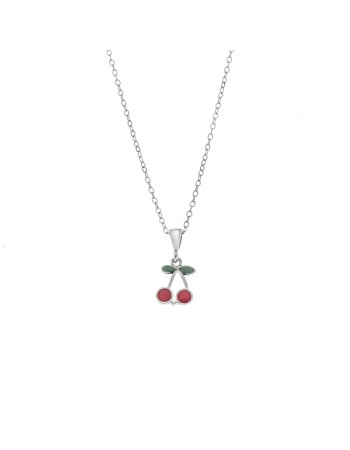 Μενταγιόν Senza από ασήμι 925, με κερασάκια - SSR3661SR