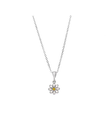 Μενταγιόν Senza από ασήμι 925, με μαργαρίτα - SSR3662SR