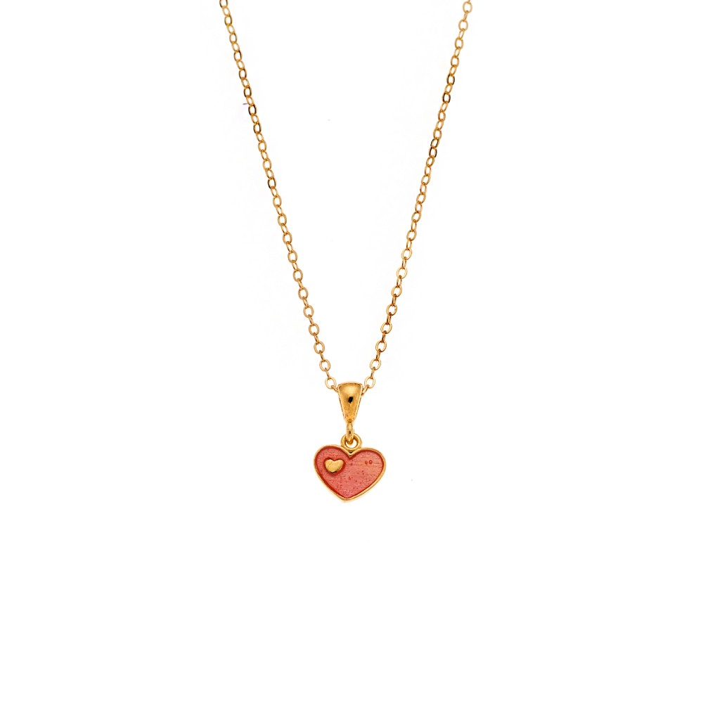 Μενταγιόν Senza από επιχρυσωμένο ασήμι 925, με ροζ καρδούλα - SSR3664GPK