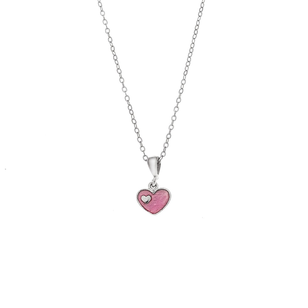 Μενταγιόν Senza από ασήμι 925, με ροζ καρδούλα - SSR3664SPK