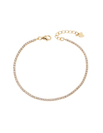 Βραχιόλι Senza από επιχρυσωμένο ασήμι 925, Ριβιέρα με λευκά ζιργκόν - SSR3672GD