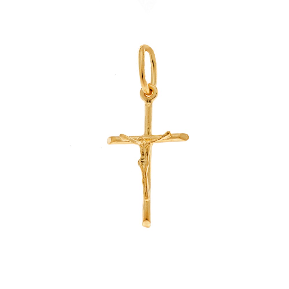 Μοτίφ Senza από επιχρυσωμένο ασήμι 925, σταυρός με τον Εσταυρωμένο - SSR3682GD