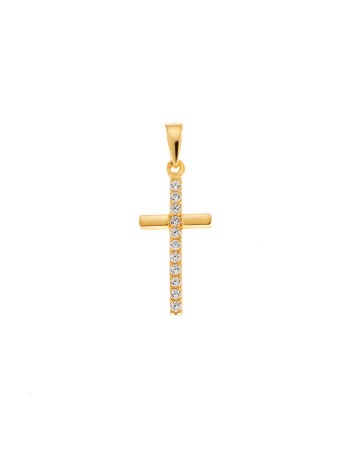 Μοτίφ Senza από Επιχρυσωμένο ασήμι 925, σταυρός με λευκά ζιργκόν - SSR3693GD