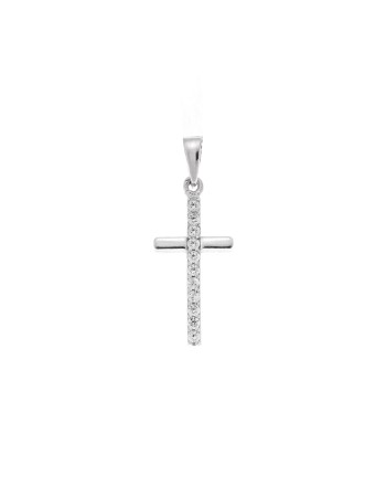 Μοτίφ Senza από ασήμι 925, σταυρός με λευκά ζιργκόν - SSR3693SR