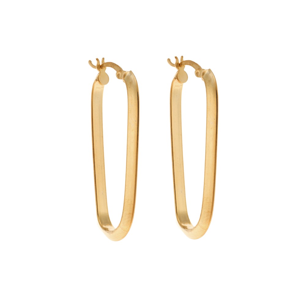 Σκουλαρίκια Γυναικεία Senza από επιχρυσωμένο ασήμι 925, κρίκος με μακρόστενο σχέδιο - SSR3702GD