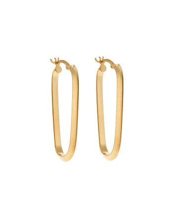 Σκουλαρίκια Γυναικεία Senza από επιχρυσωμένο ασήμι 925, κρίκος με μακρόστενο σχέδιο - SSR3702GD