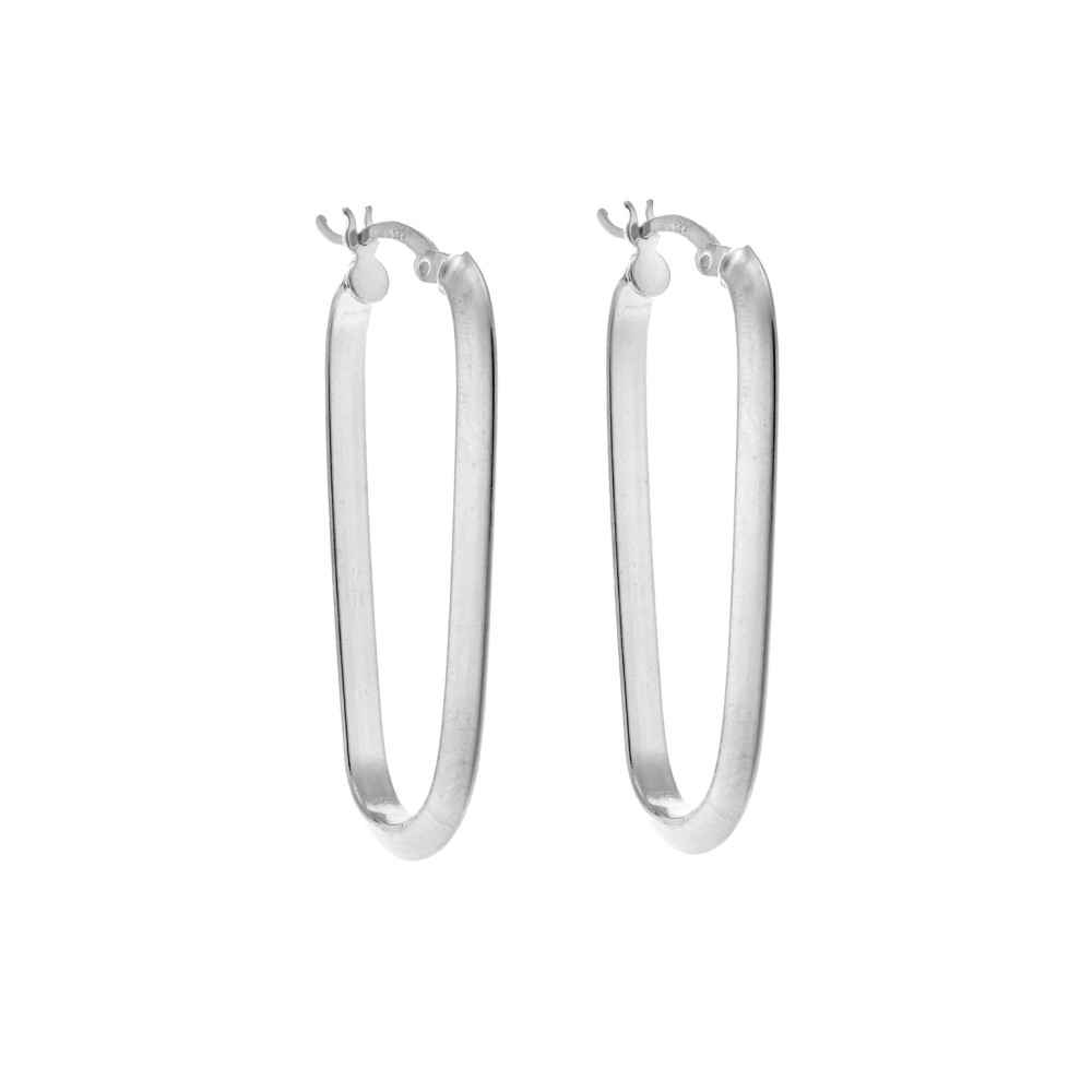 Σκουλαρίκια Γυναικεία Senza από ασήμι 925, κρίκος με μακρόστενο σχέδιο - SSR3702SR