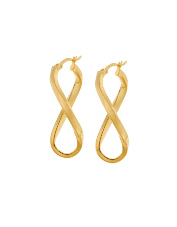 Σκουλαρίκια Γυναικεία Senza από επιχρυσωμένο ασήμι 925, κρίκος με μακρόστενο στριφογυριστό σχέδιο - SSR3703GD