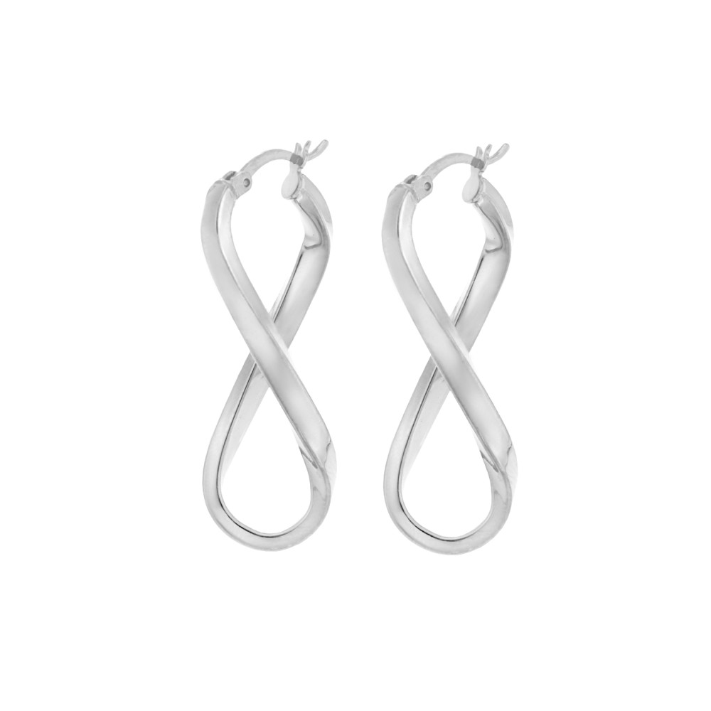 Σκουλαρίκια Γυναικεία Senza από ασήμι 925, κρίκος με μακρόστενο στριφογυριστό σχέδιο - SSR3703SR